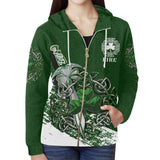 Ireland - Celtic Shamrock & Sword Zipper Hoodie A7 - 33f3f3