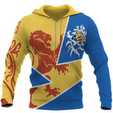 Scotland Hoodie - Scottish Royal Lion 1990S Cadmium Yellow K6 - Scotland_01_Hoodie_-_BW_01_hr_copy
