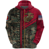 US Marine Corps Zip Hoodie Skull K4 - US-Marine-Corps-hoodie-1-zip