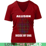 Allison Tartan T-Shirt - Indside My DNA NN5 - allison-inside-my-dna-n4-district-womens-v-neck-red-s-t-shirts-1sttheworld_989