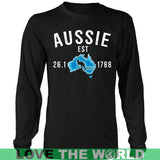 AUSTRALIA - AUSSIE SINCE 1788 T-SHIRT W8 - australia-aussie-since-1788-t-shirt-w8-district-long-sleeve-black-s-shirts-1sttheworld_474