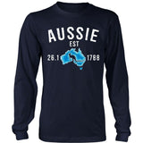 AUSTRALIA - AUSSIE SINCE 1788 T-SHIRT W8 - australia-aussie-since-1788-t-shirt-w8-district-long-sleeve-navy-s-shirts-1sttheworld_299