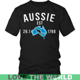 AUSTRALIA - AUSSIE SINCE 1788 T-SHIRT W8 - australia-aussie-since-1788-t-shirt-w8-district-unisex-black-s-shirts-1sttheworld_937