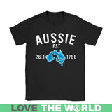 AUSTRALIA - AUSSIE SINCE 1788 T-SHIRT W8 - australia-aussie-since-1788-t-shirt-w8-gildan-womens-black-s-shirts-1sttheworld_190