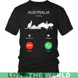 AUSTRALIA IS CALLING T-SHIRT K5 - australia-is-calling-t-shirt-c1-district-unisex-black-s-shirts-1sttheworld_895