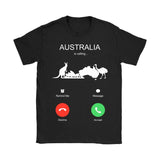 AUSTRALIA IS CALLING T-SHIRT K5 - australia-is-calling-t-shirt-c1-gildan-womens-black-s-shirts-1sttheworld_135