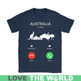 AUSTRALIA IS CALLING T-SHIRT K5 - australia-is-calling-t-shirt-c1-gildan-womens-navy-s-shirts-1sttheworld_301