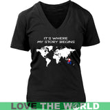 AUSTRALIA IT'S WHERE MY STORY BEGINS 9 - australia-its-where-my-story-begins-9-district-womens-v-neck-black-s-t-shirts-1sttheworld_115