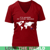 AUSTRALIA IT'S WHERE MY STORY BEGINS 9 - australia-its-where-my-story-begins-9-district-womens-v-neck-red-s-t-shirts-1sttheworld_583