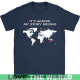 AUSTRALIA IT'S WHERE MY STORY BEGINS 9 - australia-its-where-my-story-begins-9-gildan-womens-t-shirt-navy-s-shirts-1sttheworld_943