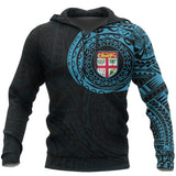 Fiji In My Heart Polynesian Tattoo Style Hoodie Blue A7 - bluez_fiji