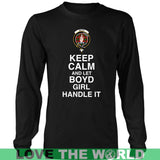 BOYD TARTAN KEEP CALM GIRL T-SHIRT K5 - boyd-tartan-keep-calm-girl-t-shirt-c5-district-long-sleeve-black-s-shirts-1sttheworld_999