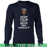 BOYD TARTAN KEEP CALM GIRL T-SHIRT K5 - boyd-tartan-keep-calm-girl-t-shirt-c5-district-long-sleeve-navy-s-shirts-1sttheworld_416
