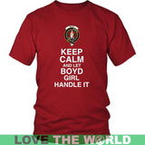 BOYD TARTAN KEEP CALM GIRL T-SHIRT K5 - boyd-tartan-keep-calm-girl-t-shirt-c5-district-unisex-red-s-shirts-1sttheworld_380