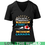 Buy A Ticket And Fly To Canada Funny Canada Funny T-Shirt K5 - buy-a-ticket-and-fly-to-canada-t-shirt-c1-district-womens-v-neck-black-s-shirts-1sttheworld_164