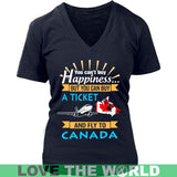 Buy A Ticket And Fly To Canada Funny Canada Funny T-Shirt K5 - buy-a-ticket-and-fly-to-canada-t-shirt-c1-district-womens-v-neck-navy-s-shirts-1sttheworld_629
