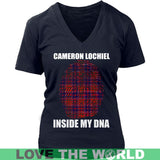 Cameron Lochiel Tartan T-Shirt - Indside My DNA NN5 - cameron-lochiel-inside-my-dna-n4-district-womens-v-neck-navy-s-t-shirts-1sttheworld_495