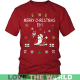 CANADA CHRISTMAS T-SHIRT P2 - canada-christmas-t-shirt-p2-district-unisex-red-s-shirts-1sttheworld_549