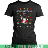 CANADA CHRISTMAS T-SHIRT P2 - canada-christmas-t-shirt-p2-district-womens-black-xs-shirts-1sttheworld_505