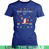 CANADA CHRISTMAS T-SHIRT P2 - canada-christmas-t-shirt-p2-district-womens-royal-blue-xs-shirts-1sttheworld_564