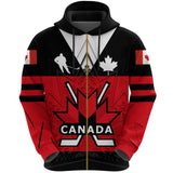 Canada Hockey Zip Hoodie - Maple Leaf Red K4 - canada-hockey-hoodie-front-zip