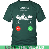 Canada Is Calling T-Shirt K5 - canada-is-calling-t-shirt-c1-district-unisex-dark-green-s-shirts-1sttheworld_674