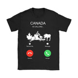 Canada Is Calling T-Shirt K5 - canada-is-calling-t-shirt-c1-gildan-womens-black-s-shirts-1sttheworld_907
