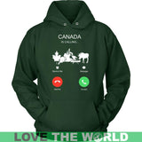 Canada Is Calling T-Shirt K5 - canada-is-calling-t-shirt-c1-unisex-hoodie-dark-green-s-shirts-1sttheworld_848