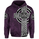 Scottish Thistle Celtic Cross Hoodie K4 - celtic-thistle-cross-hoodie-1