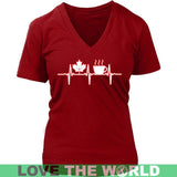 COFFEE CANADA NH1 - coffee-canada-nh1-district-womens-v-neck-red-s-t-shirts-1sttheworld_582