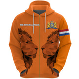 Netherlands Zip-Up Hoodie - Double Lion K2 - front-zip