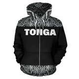 Tonga All Over Zip-Up Hoodie - Polynesian Black And White - Bn09 - front_1_50a11fdc-2541-49f7-b9fc-272bfc6b7cbe