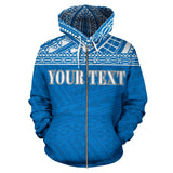 Northern Mariana Islands Polynesian All Over Custom Personalised Zip-Up Hoodie - Blue Horizontal Style - BN12 - front_1_5c03f070-db36-49a6-8ffe-0efc3635556b