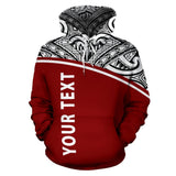 Northern Mariana Islands Polynesian All Over Custom Personalised Hoodie - Red Curve Version - BN12 - front_1_90e979c5-83b4-4ed6-ac38-c11ff7250262