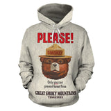 Great Smoky Mountains, Tennessee - Smokey Bear - Vintage Poster Hoodie - BN14 - front_1_9aeedce0-b048-4401-8e2e-49460468bd1c