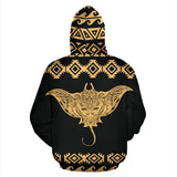 Hawaii Manta Ray Pattern Tribal Tattoo Zip Up Hoodie Bn01 - front_2_5083b98d-90c9-4892-b2b8-d2aa2d4fb88c
