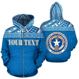 Northern Mariana Islands Polynesian All Over Custom Personalised Zip-Up Hoodie - Blue Horizontal Style - BN12 - front_3_0179bc78-65a0-46a7-bae5-c4f2c53e37d1