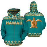 Hawaii Turtle Hibiscus Pattern Zip Up Hoodie Bn04 - front_3_360016a8-8e43-4c62-8b48-db0ffdd16935