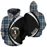 Tartan Zip Up Hoodie - Clan Napier Modern Zip Up Hoodie - Circle Style Unisex - front_3_5c3d5e32-9c38-47a8-89b7-31026bf1cb53