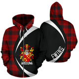 Tartan Zip Up Hoodie - Clan Ewing Zip Up Hoodie - Circle Style Unisex - front_3_88e2530b-0055-40e0-9ea5-973418593792