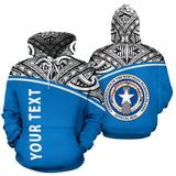 Northern Mariana Islands Polynesian All Over Custom Personalised Hoodie - Blue Curve Version - BN12 - front_3_a8884338-0c85-4b6a-acfb-4e3969c5f707