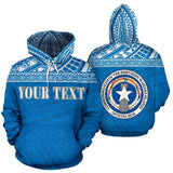 Northern Mariana Islands Polynesian All Over Custom Personalised Hoodie - Blue Horizontal Style - BN12 - front_3_b782b706-9fc0-461d-91ef-f3c70859d423