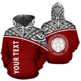 Northern Mariana Islands Polynesian All Over Custom Personalised Hoodie - Red Curve Version - BN12 - front_3_f27926af-6b3b-44df-a63c-1d78aa9f529c