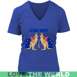 G'DAY MATE T-SHIRT H4 - gday-mate-t-shirt-h4-district-womens-v-neck-royal-blue-s-shirts-1sttheworld_771