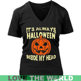 HALLOWEEN INSIDE MY HEAD T-SHIRT P1 - halloween-inside-my-head-t-shirt-p1-district-womens-v-neck-black-s-shirts-1sttheworld_606