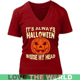 HALLOWEEN INSIDE MY HEAD T-SHIRT P1 - halloween-inside-my-head-t-shirt-p1-district-womens-v-neck-red-s-shirts-1sttheworld_786
