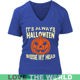 HALLOWEEN INSIDE MY HEAD T-SHIRT P1 - halloween-inside-my-head-t-shirt-p1-district-womens-v-neck-royal-blue-s-shirts-1sttheworld_842