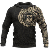 Hawaii Kanaka Maoli Flag Hoodie, Native Hawaiian Flag Tribal Black Pullover Hoodie A7 - hawaii_kanaka_gold_2