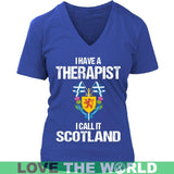 I HAVE A THERAPIST SCOTLAND P1 - i-have-a-therapist-scotland-p1-district-womens-v-neck-royal-blue-s-t-shirts-1sttheworld_804