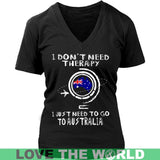 I JUST NEED TO GO TO AUSTRALIA 8 - i-just-need-to-go-australia-8-district-womens-v-neck-black-s-t-shirts-1sttheworld_434